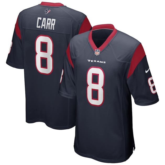 mens nike david carr navy houston texans game retired player jersey